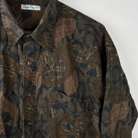 Bugle Boy Shirt Size Large Brown Y2K 2000s Urban Streetwear Retro - Picture 4 of 4